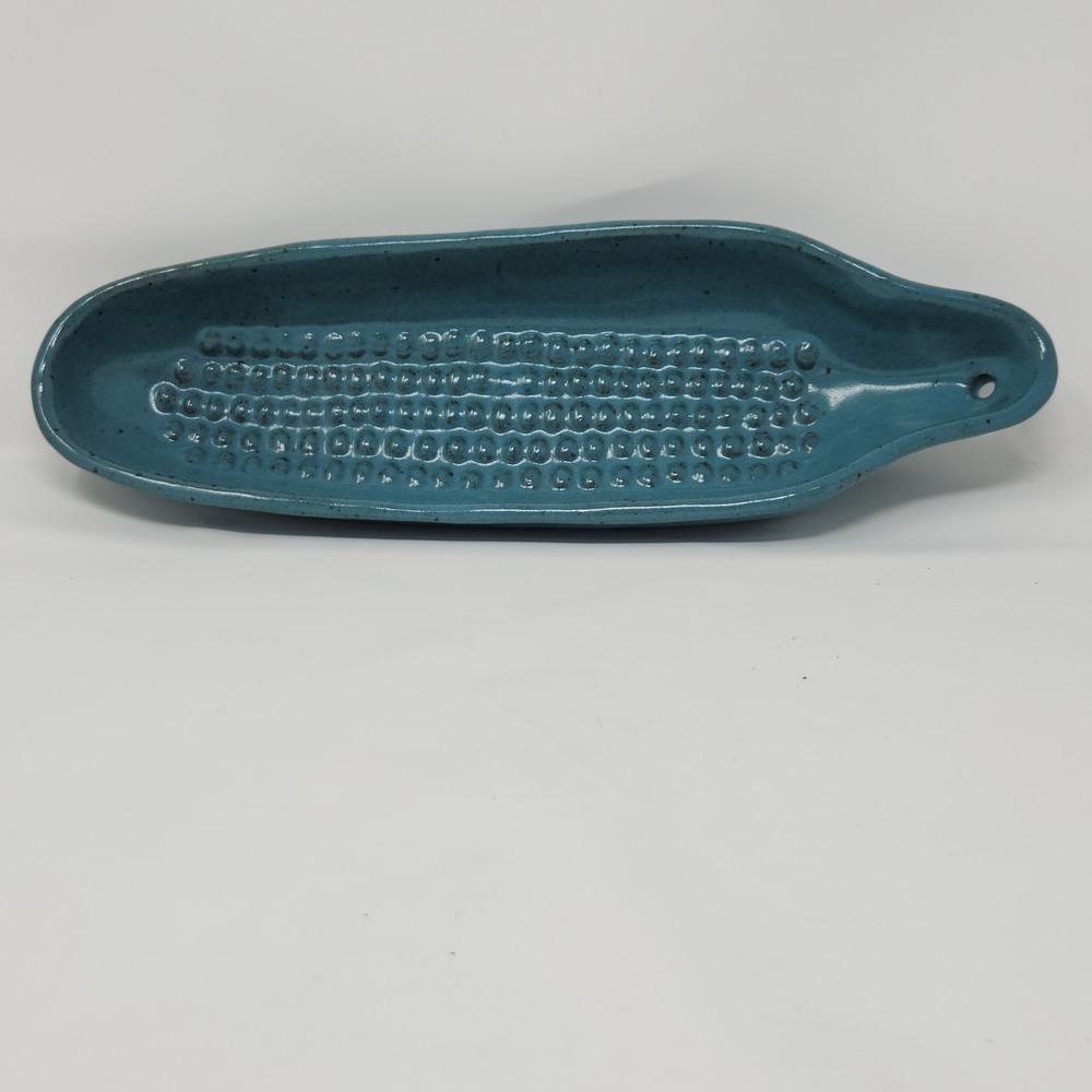 Tom Chamberlin Corn Stoneware Wall Hanging Dark Teal with Black Speckles